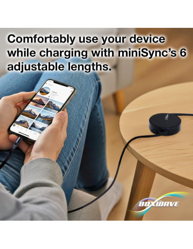 Cable BoxWave PD miniSync Retráctil 240W USB Tipo-C Negro