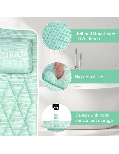 Almohada de Baño Completo Olaemuo Verde con Cojín Lumbar