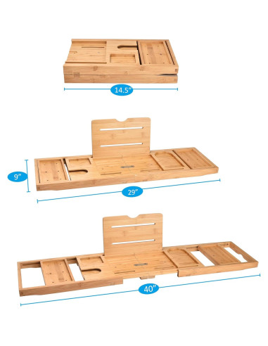 Bandeja Expandible de Bambú MXMLFXING para Baño con Almohada y Gorro