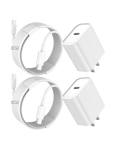 Cargador Rápido TrimDish 20W USB C a Lightning 10FT 2 Piezas