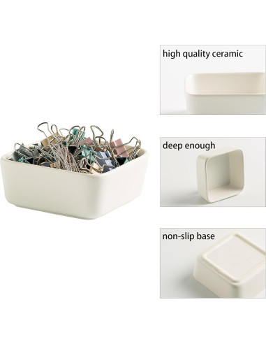 Soporte de Clips de Papel de Cerámica Mecaikru Blanco 8.8cm