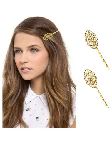 30 Clips para Cabello de Metal Retro Dorado inSowni - 15 Diseños