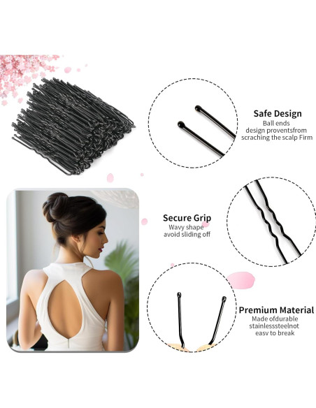 Pasadores de cabello en U DySaLis 100PCS 6.1cm Negro Pasadores de cabello en U DySaLis 100PCS 6.1cm Negro