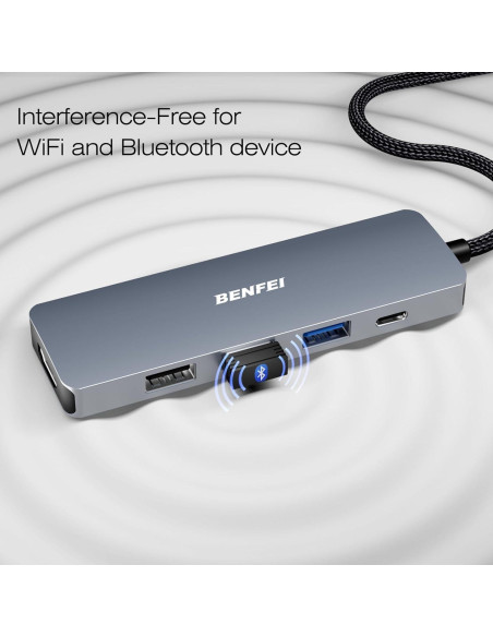Hub USB-C 5-en-1 BENFEI con HDMI 4K y 100W de Carga Hub USB-C 5-en-1 BENFEI con HDMI 4K y 100W de Carga