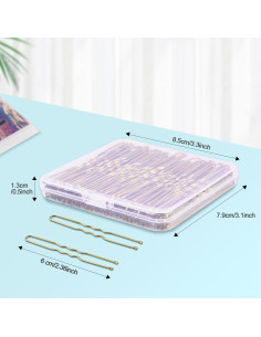 Pinzas para Cabello en U TsMADDTs 100 Pcs Doradas 6.1 cm 2