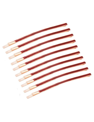 10 Pinzas de Pelo Jumbo Curvadas Metal Rojo Mollensiuer