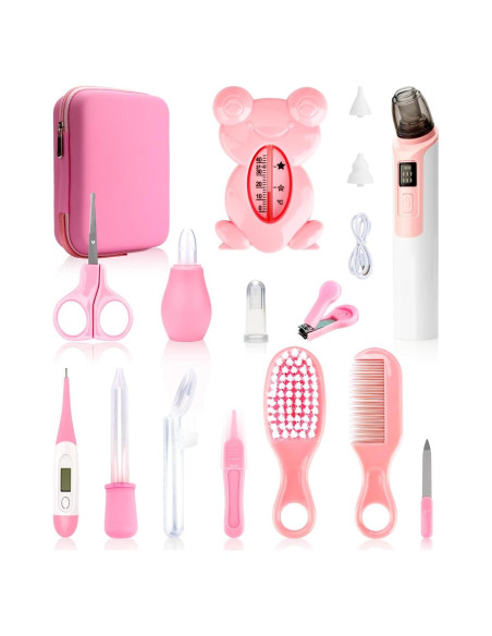 Kit de Cuidado para Bebés UHFi 17 Piezas Rosa con Aspirador Nasal Kit de Cuidado para Bebés UHFi 17 Piezas Rosa con Aspirador Nasal