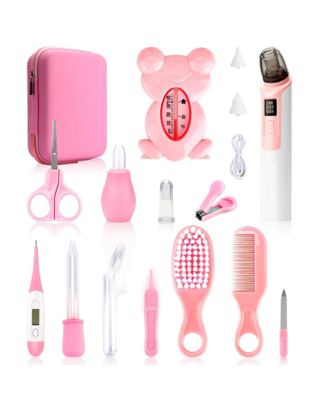 Kit de Cuidado para Bebés UHFi 17 Piezas Rosa con Aspirador Nasal Kit de Cuidado para Bebés UHFi 17 Piezas Rosa con Aspirador Nasal