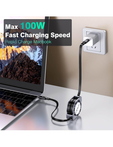 Cable Retráctil USB C a USB C 1.2m 100W MINLU