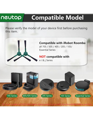 Cepillo Lateral de Barrido Neutop para iRobot Roomba 12 Unidades