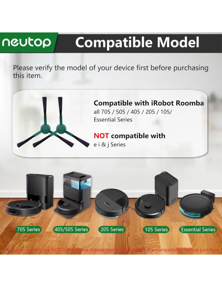 Cepillo Lateral de Barrido Neutop para iRobot Roomba 12 Unidades Cepillo Lateral de Barrido Neutop para iRobot Roomba 12 Unidades