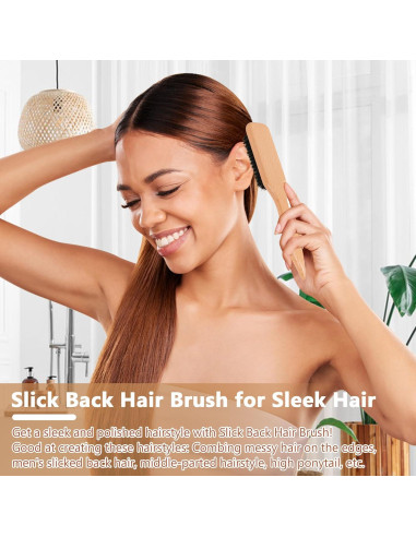 Cepillo para Cabello OWIIZI Slick Back de Cerdas de Jabalí