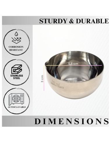 Cuencos de Mezcla Cosmética de Acero Inoxidable 50ml - High Tech Instruments
