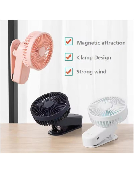 Ventilador Clip On Genérico DFX-19 Recargable 6W Negro Ventilador Clip On Genérico DFX-19 Recargable 6W Negro