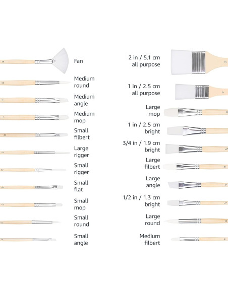 Pinceles de Pintura Amazon Basics 24 Piezas Multiusos Pinceles de Pintura Amazon Basics 24 Piezas Multiusos