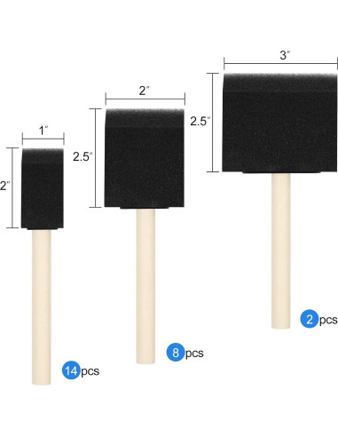 Kit de 24 Brochas de Pintura de Espuma Phinus - 2.54 a 7.62 cm