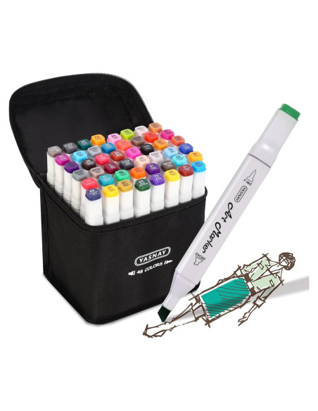 Marcadores de Alcohol YASNAY 48 Colores Doble Punta 0.5mm Marcadores de Alcohol YASNAY 48 Colores Doble Punta 0.5mm