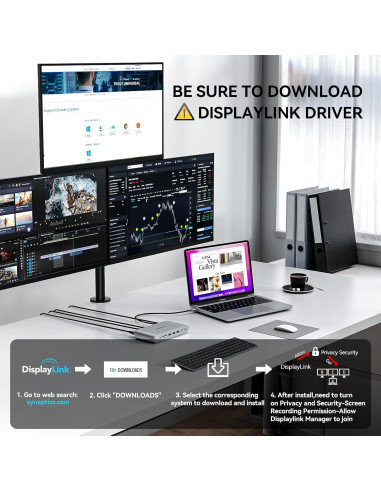 Estación de Acoplamiento Minisopuru Triple Monitor 140W 3xHDMI