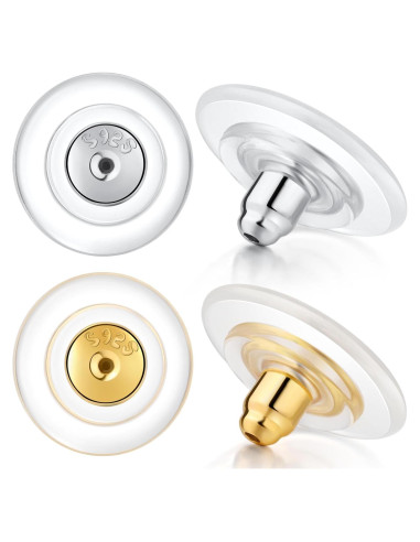 Respaldo de Aretes Grande 12mm Hazifes Plata 925 Hipoalergénico