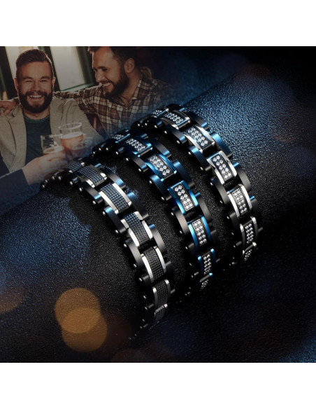 Pulsera de eslabones cuadrados Holizaly negra y azul 22 cm Pulsera de eslabones cuadrados Holizaly negra y azul 22 cm