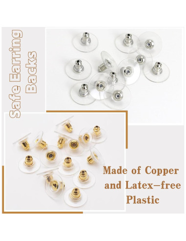 Resortes para Aretes KASBEE 120PCS Hipoalergénicos Dorado Plateado
