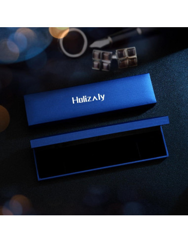 Pulsera de eslabones cuadrados Holizaly negra y azul 22 cm
