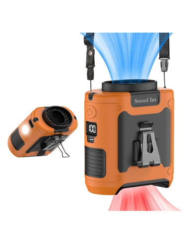 Ventilador Portátil Socool K50 10000mAh 5 Velocidades Naranja