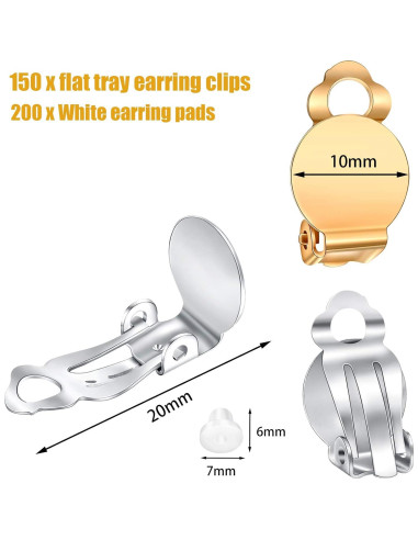 Kit de Joyería Hicarer 350 Piezas Clips y Almohadillas DIY