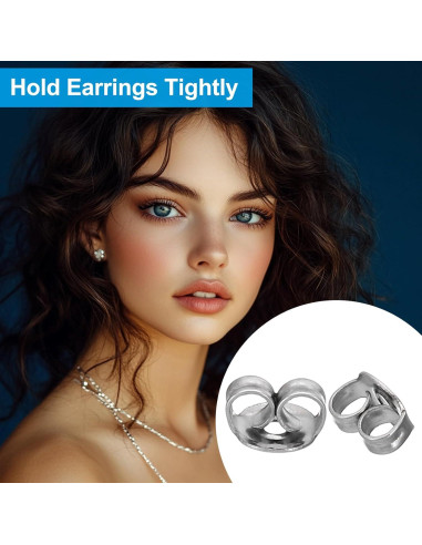 Respaldos de Aretes Hipoalergénicos PATIKIL 12 Pcs Titanio 5x4.5mm