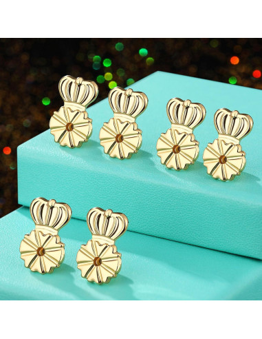 Respaldos de Aretes HAZIFES 6 Pcs Oro 18K Silicona