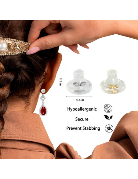20 Piezas Respaldos de Aretes Silicona Hipoalergénicos Oro Plata 20 Piezas Respaldos de Aretes Silicona Hipoalergénicos Oro Plata