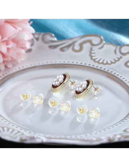 Soportes para Pendientes de Stud Kerryjewl 12 Piezas Oro 18K Soportes para Pendientes de Stud Kerryjewl 12 Piezas Oro 18K