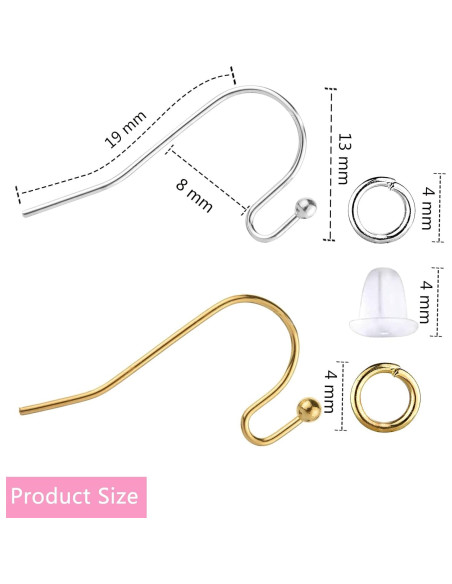 Kit de Ganchos para Pendientes VIW - 600 Piezas Plata y Oro Kit de Ganchos para Pendientes VIW - 600 Piezas Plata y Oro