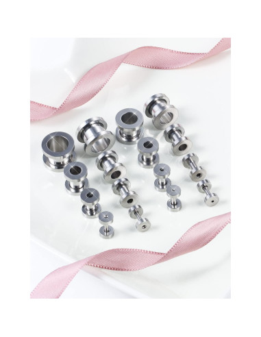 Kit de Tapones para Orejas Prjndjw Acero Quirúrgico 14G-00G 16 Piezas