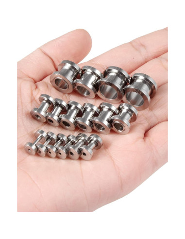 Kit de Tapones para Orejas Prjndjw Acero Quirúrgico 14G-00G 16 Piezas