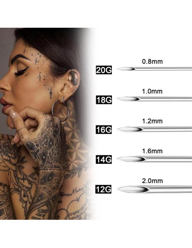 Kit de Piercing Estéril 100pcs Anghie 12G 14G 16G 18G 20G