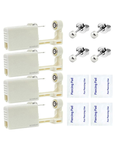 Kit de Perforación de Orejas SLVIEKAE 4 Piezas Acero Inoxidable
