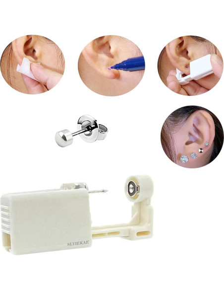 Kit de Perforación de Orejas SLVIEKAE 4 Piezas Acero Inoxidable Kit de Perforación de Orejas SLVIEKAE 4 Piezas Acero Inoxidable