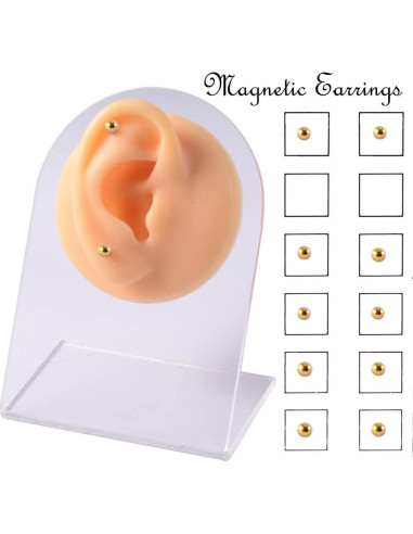Set de 12 Aretes de Acero Inoxidable con Cristales 3mm