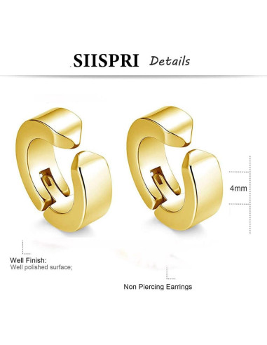 Pendientes de Clip de Acero Inoxidable YZstyle - 3 Pares Unisex