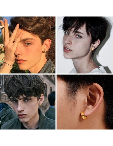 Pendientes de Clip de Acero Inoxidable YZstyle - 3 Pares Unisex Pendientes de Clip de Acero Inoxidable YZstyle - 3 Pares Unisex