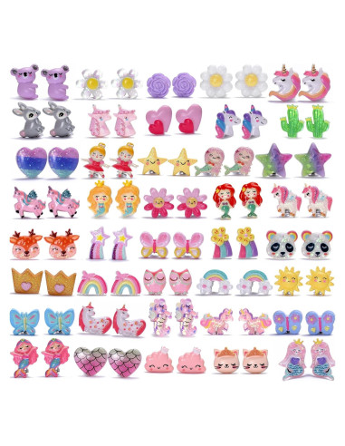 40 Pares de Pendientes de Clip Hipoalergénicos para Niñas