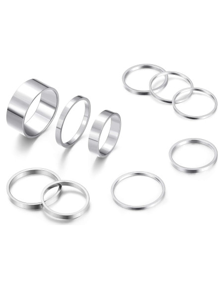 Conjunto de Anillos de Nudillo HAIAISO 10 Pcs Acero Inoxidable Conjunto de Anillos de Nudillo HAIAISO 10 Pcs Acero Inoxidable