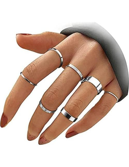 Conjunto de Anillos de Nudillo HAIAISO 10 Pcs Acero Inoxidable Conjunto de Anillos de Nudillo HAIAISO 10 Pcs Acero Inoxidable