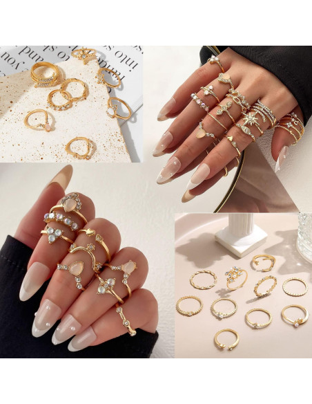 Conjunto de 27 Anillos Dorados Boho 17IF para Mujeres Conjunto de 27 Anillos Dorados Boho 17IF para Mujeres