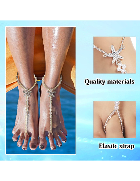 Cadenas para Pies Hicarer 12 Piezas con Anillos para Dedos Cadenas para Pies Hicarer 12 Piezas con Anillos para Dedos