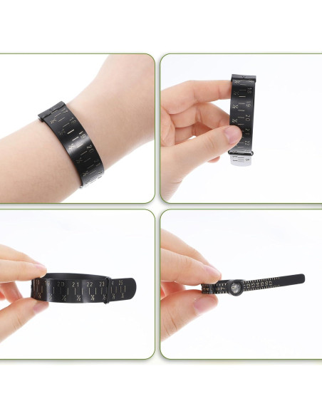 Medidor de Anillo y Pulsera Ptwola 4 Pcs Universal Negro Medidor de Anillo y Pulsera Ptwola 4 Pcs Universal Negro