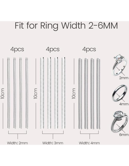 Ajustadores de Anillo Meowoo 12 pcs con Paño de Limpieza Ajustadores de Anillo Meowoo 12 pcs con Paño de Limpieza