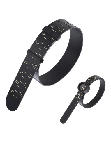 Kit Medidor de Tamaño de Anillo y Pulsera Ptwola - Negro