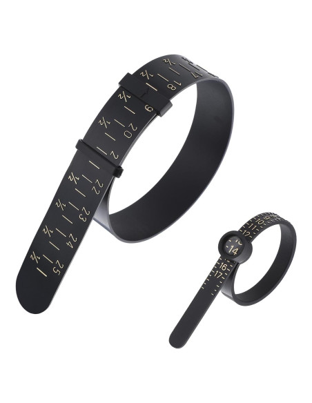Kit Medidor de Tamaño de Anillo y Pulsera Ptwola - Negro Kit Medidor de Tamaño de Anillo y Pulsera Ptwola - Negro